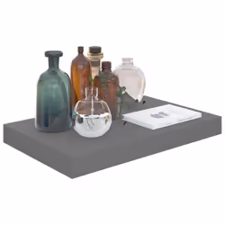 vidaXL 4x Floating Wall Shelves High Gloss Grey MDF Display Ledge CD Rack