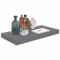 vidaXL 4x Floating Wall Shelves High Gloss Grey 50x23x3.8 cm MDF Home Bookcase