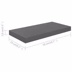 vidaXL 4x Floating Wall Shelves High Gloss Grey 50x23x3.8 cm MDF Home Bookcase - Additional view 7