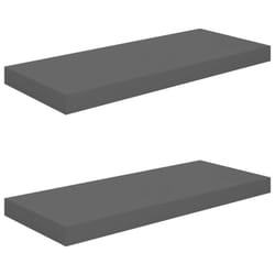 vidaXL 2x Floating Wall Shelves High Gloss Grey 60x23.5x3.8 cm MDF Bookcase