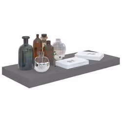 vidaXL 2x Floating Wall Shelves High Gloss Grey 60x23.5x3.8 cm MDF Bookcase