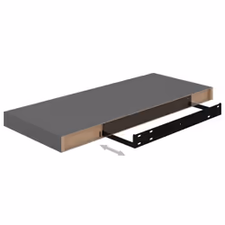 vidaXL 4x Floating Wall Shelves High Gloss Grey 60x23.5x3.8 cm MDF Bookcase - Additional view 7