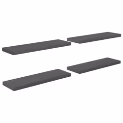 vidaXL 4x Floating Wall Shelves High Gloss Grey 80x23.5x3.8 cm MDF Bookcase