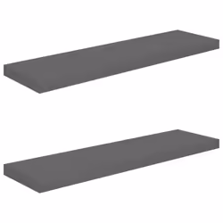 vidaXL 2x Floating Wall Shelves High Gloss Grey 90x23.5x3.8 cm MDF Display