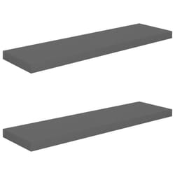 vidaXL 2x Floating Wall Shelves High Gloss Grey 90x23.5x3.8 cm MDF Display