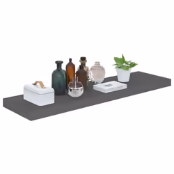 vidaXL 2x Floating Wall Shelves High Gloss Grey 90x23.5x3.8 cm MDF Display - Additional view 6