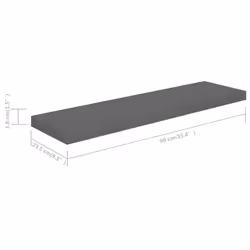 vidaXL 4x Floating Wall Shelves High Gloss Grey 90x23.5x3.8 cm MDF Display