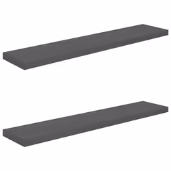 vidaXL 2x Floating Wall Shelves High Gloss Grey 120x23.5x3.8 cm MDF Display