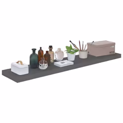 vidaXL 2x Floating Wall Shelves High Gloss Grey 120x23.5x3.8 cm MDF Display - Additional view 6