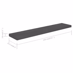 vidaXL 4x Floating Wall Shelves High Gloss Grey 120x23.5x3.8 cm MDF Display - Additional view 7