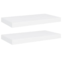 vidaXL 2x Floating Wall Shelves White 50x23x3.8 cm MDF Display Bookcase Ledge