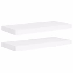 vidaXL 2x Floating Wall Shelves White 60x23.5x3.8 cm MDF Display Hanging Rack