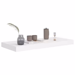 vidaXL 2x Floating Wall Shelves White 60x23.5x3.8 cm MDF Display Hanging Rack - Additional view 6