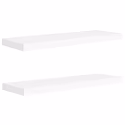 vidaXL 2x Floating Wall Shelves White 80x23.5x3.8 cm MDF Display Hanging Rack