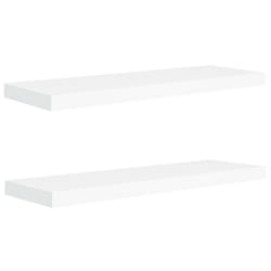 vidaXL 2x Floating Wall Shelves White 80x23.5x3.8 cm MDF Display Hanging Rack