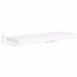 vidaXL 2x Floating Wall Shelves White 80x23.5x3.8 cm MDF Display Hanging Rack
