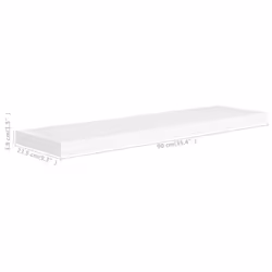vidaXL 2x Floating Wall Shelves White 90x23.5x3.8 cm MDF Display Hanging Rack - Additional view 7