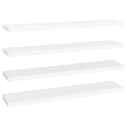 vidaXL 4x Floating Wall Shelves White 120x23.5x3.8 cm MDF Display Hanging Rack