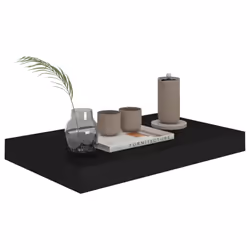 vidaXL 4x Floating Wall Shelves Black 40x23x3.8 cm MDF Display Bookcase Ledge - Additional view 4