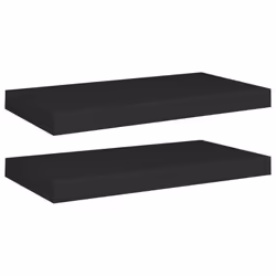 vidaXL 2x Floating Wall Shelves Black 50x23x3.8 cm MDF Display Bookcase Ledge