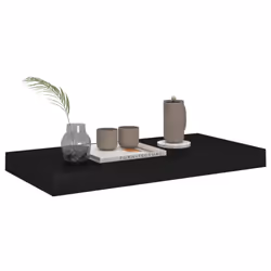 vidaXL 2x Floating Wall Shelves Black 50x23x3.8 cm MDF Display Bookcase Ledge - Additional view 6
