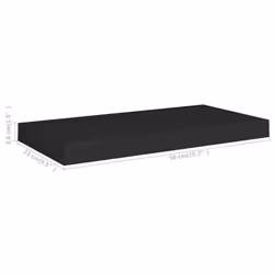 vidaXL 2x Floating Wall Shelves Black 50x23x3.8 cm MDF Display Bookcase Ledge - Additional view 7