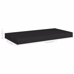 vidaXL 4x Floating Wall Shelves Black 50x23x3.8 cm MDF Display Bookcase Ledge - Additional view 4