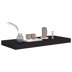 vidaXL 2x Floating Wall Shelves Black 60x23.5x3.8 cm MDF Display Hanging Rack - Additional view 6