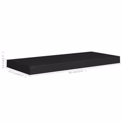 vidaXL 4x Floating Wall Shelves Black 60x23.5x3.8 cm MDF Display Hanging Rack