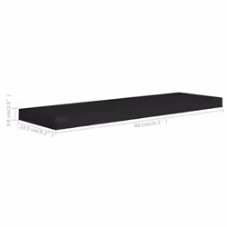 vidaXL 2x Floating Wall Shelves Black 80x23.5x3.8 cm MDF Display Hanging Rack - Additional view 4