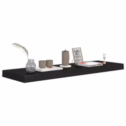 vidaXL 2x Floating Wall Shelves Black 80x23.5x3.8 cm MDF Display Hanging Rack - Additional view 6