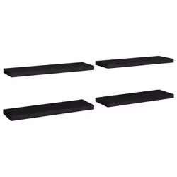vidaXL 4x Floating Wall Shelves Black 80x23.5x3.8 cm MDF Display Hanging Rack - Additional view 2
