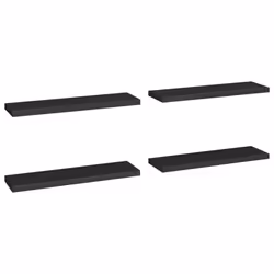 vidaXL 4x Floating Wall Shelves Black 90x23.5x3.8 cm MDF Display Hanging Rack