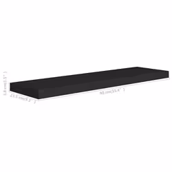 vidaXL 4x Floating Wall Shelves Black 90x23.5x3.8 cm MDF Display Hanging Rack