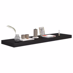vidaXL 4x Floating Wall Shelves Black 90x23.5x3.8 cm MDF Display Hanging Rack - Additional view 6