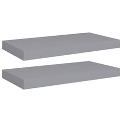 vidaXL 2x Floating Wall Shelves Grey 50x23x3.8 cm MDF Display Bookcase Ledge