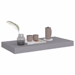 vidaXL 2x Floating Wall Shelves Grey 50x23x3.8 cm MDF Display Bookcase Ledge - Additional view 6