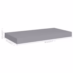 vidaXL 2x Floating Wall Shelves Grey 50x23x3.8 cm MDF Display Bookcase Ledge - Additional view 7