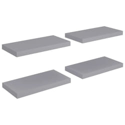 vidaXL 4x Floating Wall Shelves Grey 50x23x3.8 cm MDF Display Bookcase Ledge