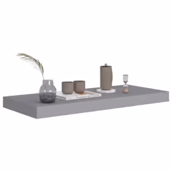 vidaXL 2x Floating Wall Shelves Grey 60x23.5x3.8 cm MDF Display Hanging Rack - Additional view 6