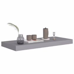 vidaXL 4x Floating Wall Shelves Grey 60x23.5x3.8 cm MDF Display Hanging Rack - Additional view 6