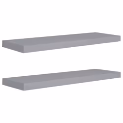 vidaXL 2x Floating Wall Shelves Grey 80x23.5x3.8 cm MDF Display Hanging Rack