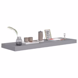 vidaXL 2x Floating Wall Shelves Grey 80x23.5x3.8 cm MDF Display Hanging Rack - Additional view 6