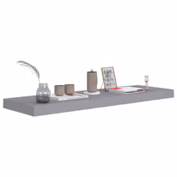vidaXL 4x Floating Wall Shelves Grey 80x23.5x3.8 cm MDF Display Hanging Rack - Additional view 6