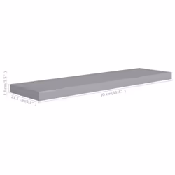 vidaXL 2x Floating Wall Shelves Grey 90x23.5x3.8 cm MDF Display Hanging Rack