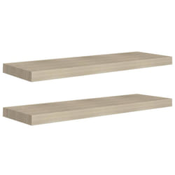 vidaXL 2x Floating Wall Shelves Oak 80x23.5x3.8 cm MDF Display Hanging Rack