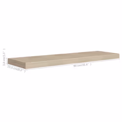 vidaXL 4x Floating Wall Shelves Oak 90x23.5x3.8 cm MDF Display Hanging Rack