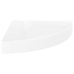 vidaXL Floating Corner Shelf High Gloss White 25x25x3.8 cm MDF Hanging Rack