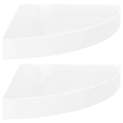vidaXL 2x Floating Corner Shelves High Gloss White 25x25x3.8 cm MDF Display