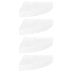 vidaXL 4x Floating Corner Shelves High Gloss White 25x25x3.8 cm MDF Display
